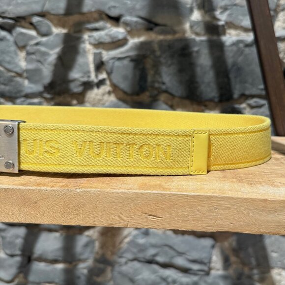 Louis Vuitton Bengal Inventeur Yellow Nylon Logo Belt - Picture 4 of 11